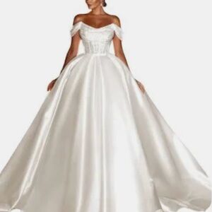 Elegant Off-Shoulder White Gown